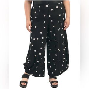 NWT Alembika Abby Punto Black SquaresM Wide Leg Cropped Pants Size 3 X